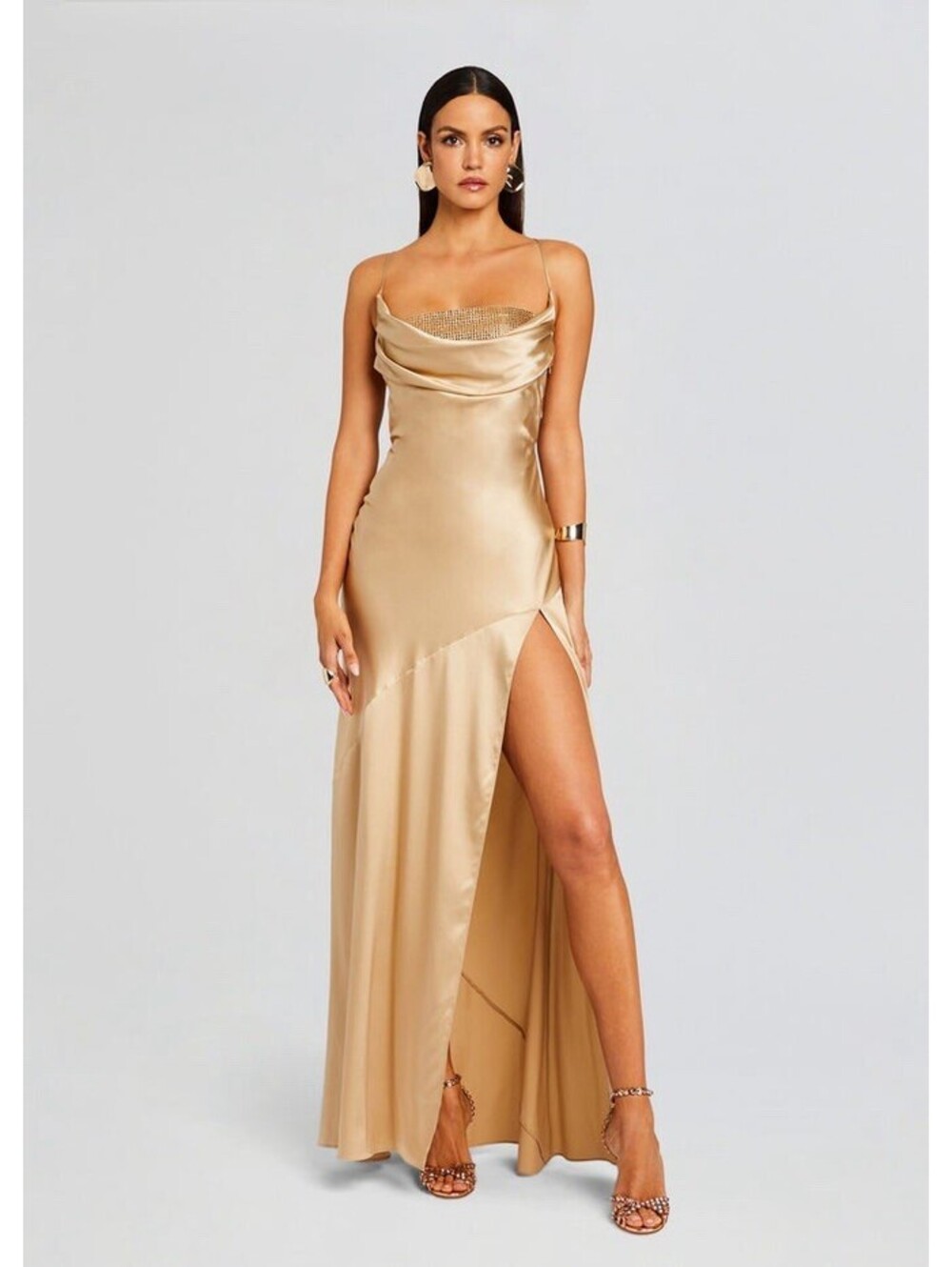 NWT $798 Retrofete Emery Crystal Sequin Embellished  silk maxi dress size Large - Picture 6 of 7